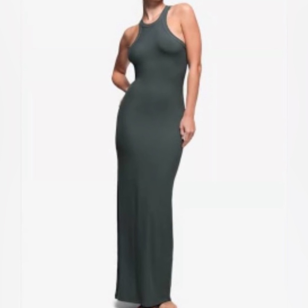 SKIMS NWT SOFT LOUNGE HIGH NECK TANK DRESS - DEEP SEA - Picture 4 of 8